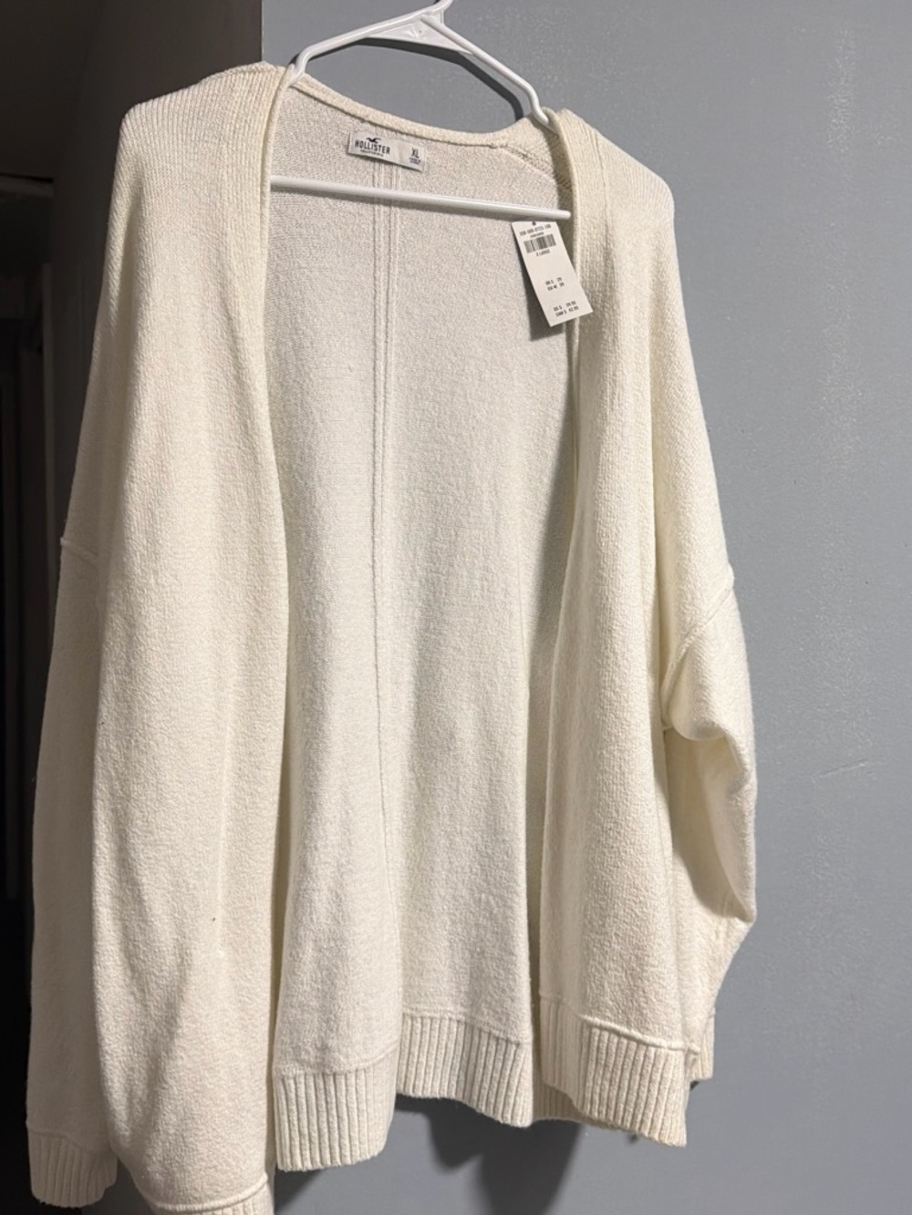 Hollister Cream Open-Front Knit Cardigan